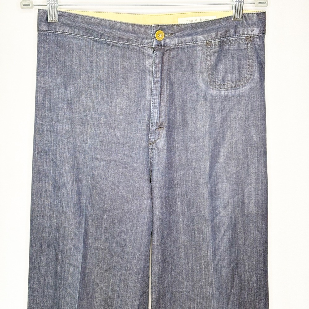 Rag & Bone High Rise Wide Leg Trouser Jean Dark Wash Size 30 USA Classic Preppy - Picture 3 of 11